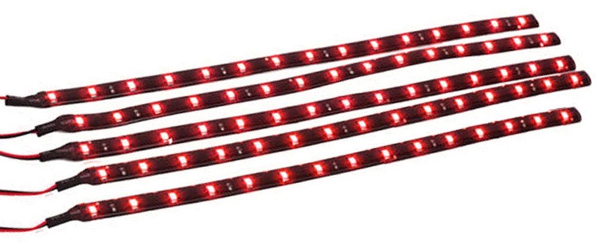 Lichtstrip 30cm 15 LED SMD 12V - Rood - Waterdicht - Flexibel voor sfeerdecoratie - ShopVlot