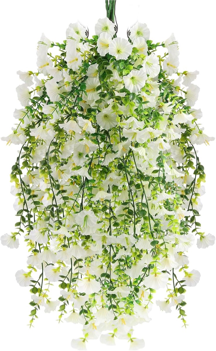 Kunstbloemen petunia 80 cm - Wit - Hangplant - Ideaal voor balkon- en buitendecoratie - ShopVlot