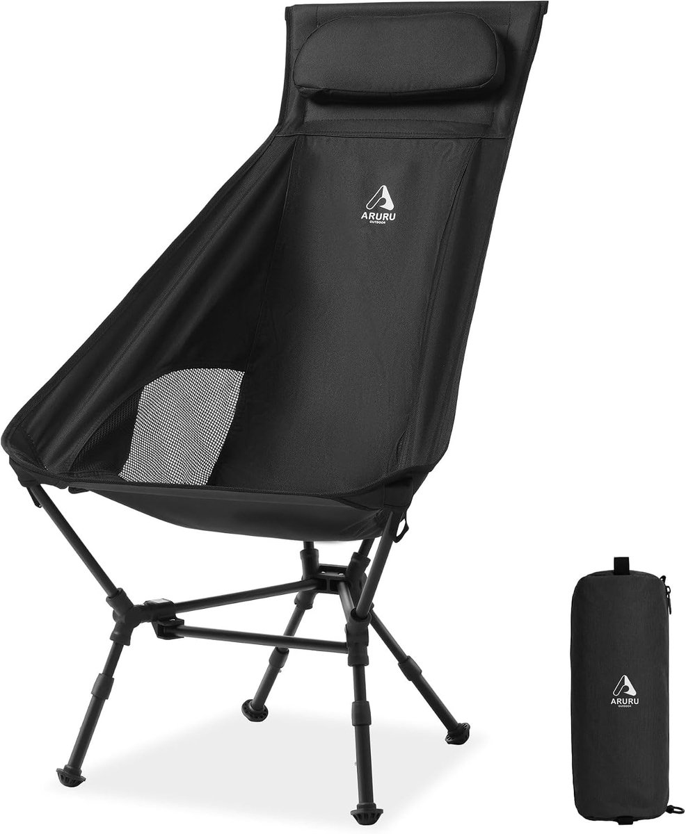 Campingstoel Hoog Rug 150kg - Lichtgewicht Aluminium - Afneembare Hoofdkussen - Ideaal voor Hiking - ShopVlot