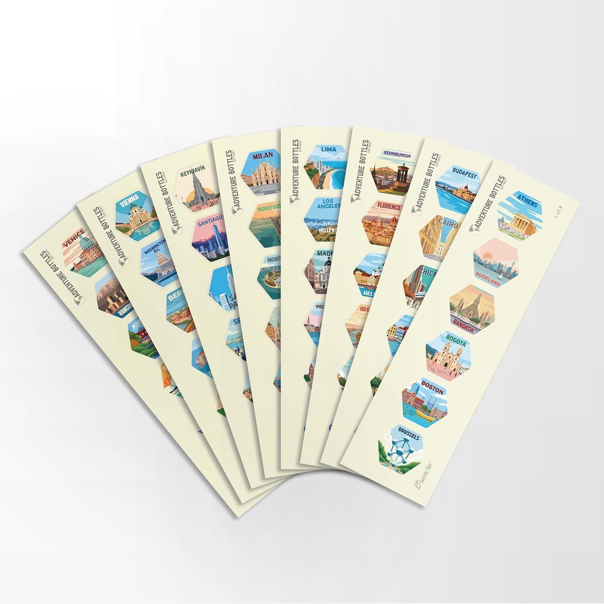 Stadstickers set - kleurrijke ontwerpen - voor gepersonaliseerde decoratie - perfect voor reizigers - ShopVlot