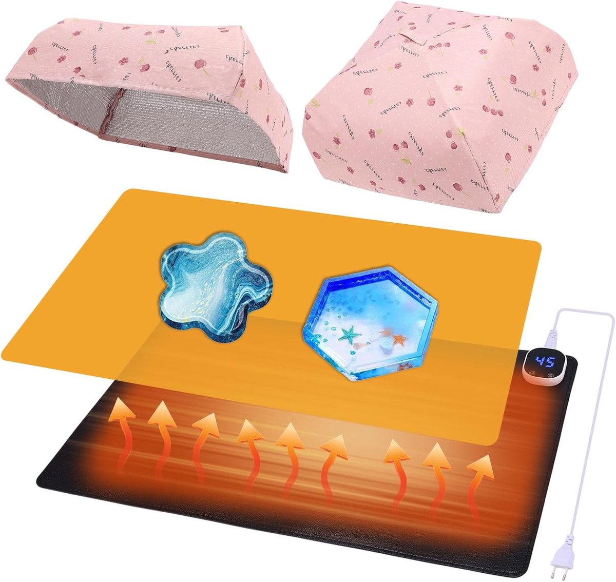 Epoxyhars verwarmingsmat - grote silicone mat - met timerfunctie - snel uitharden - ShopVlot