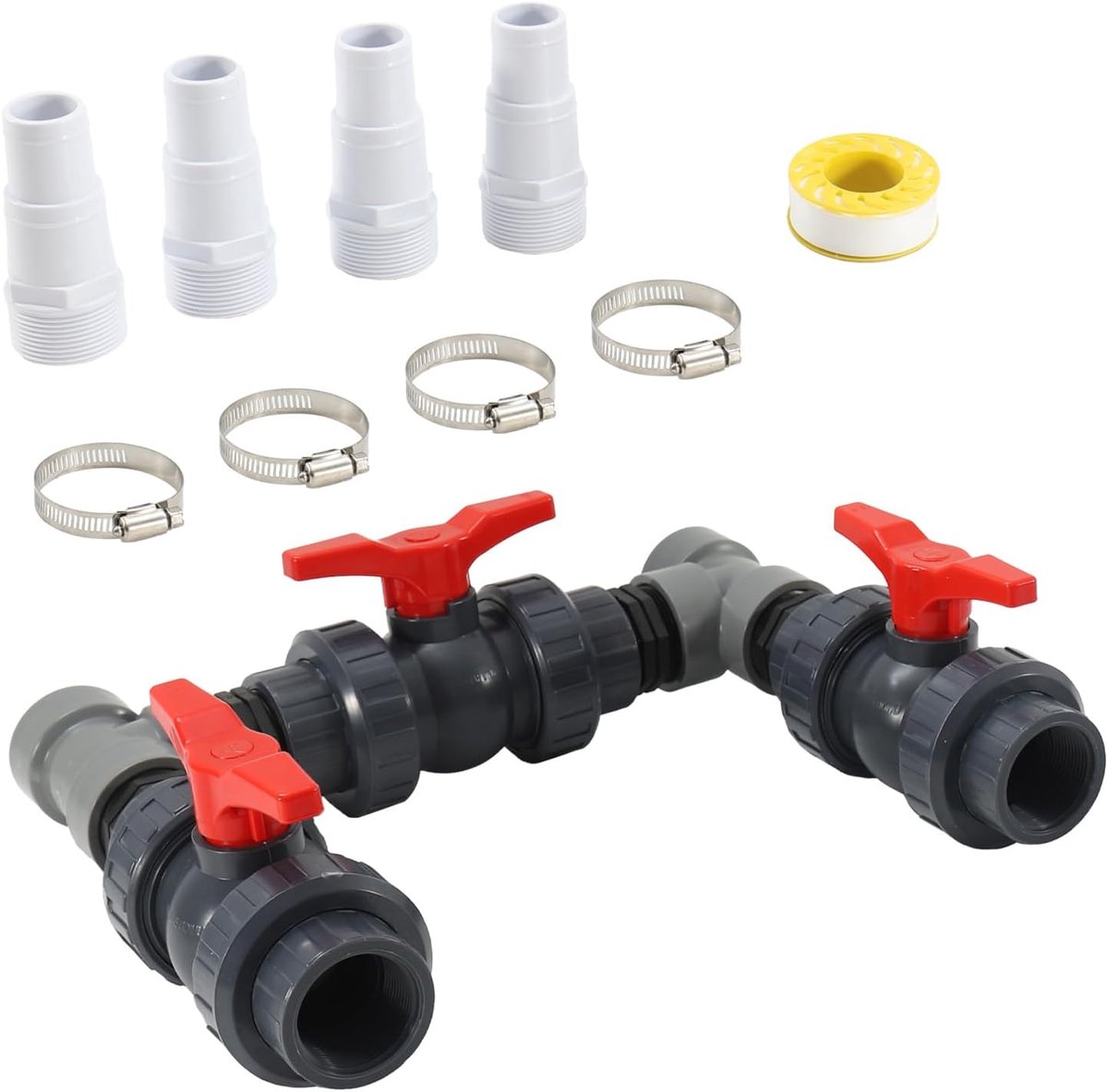 Bypass-set zwembad 32/38 mm - sterk pvc-materiaal - controle watertoevoer - duurzame oplossing - ShopVlot