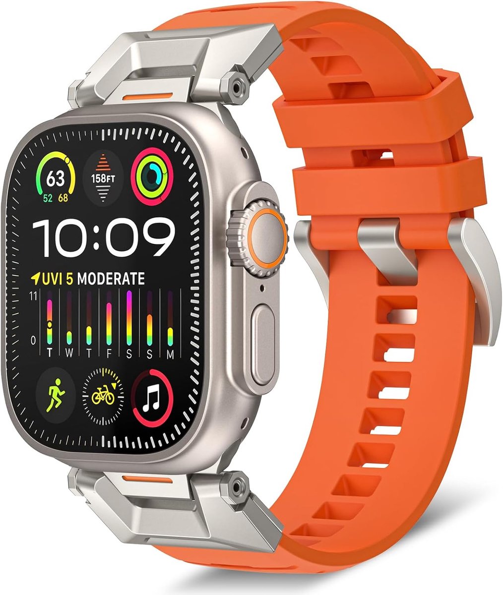 Vervangende band voor Apple Watch Ultra 2 49 mm - RVS 304 en fluorine rubber - ShopVlot