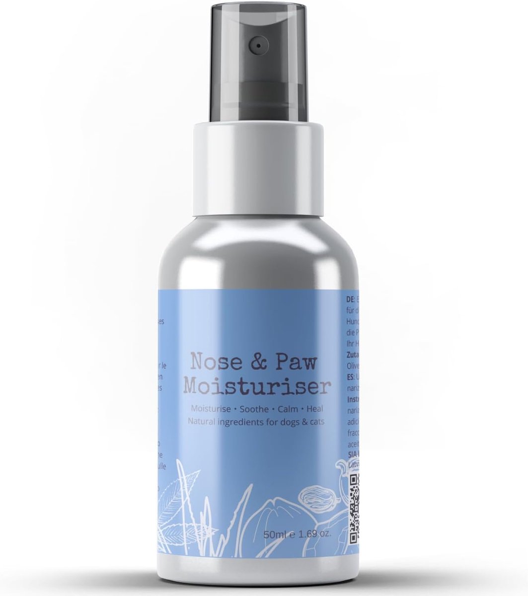 Hond neus en poot balsem spray 50ml - 100% natuurlijk - vegan en ecologisch - hydrateert droge en gebarsten pootjes - ShopVlot