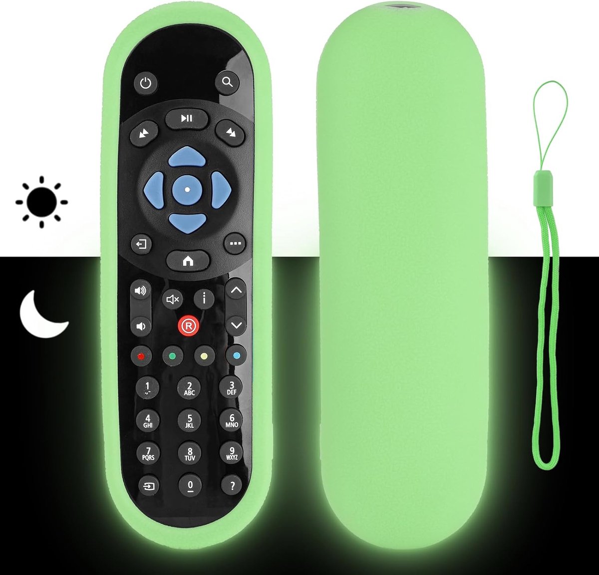 Afstandsbediening hoes - silicone - fluorescerend groen - schokbestendig en met lanyard - ShopVlot