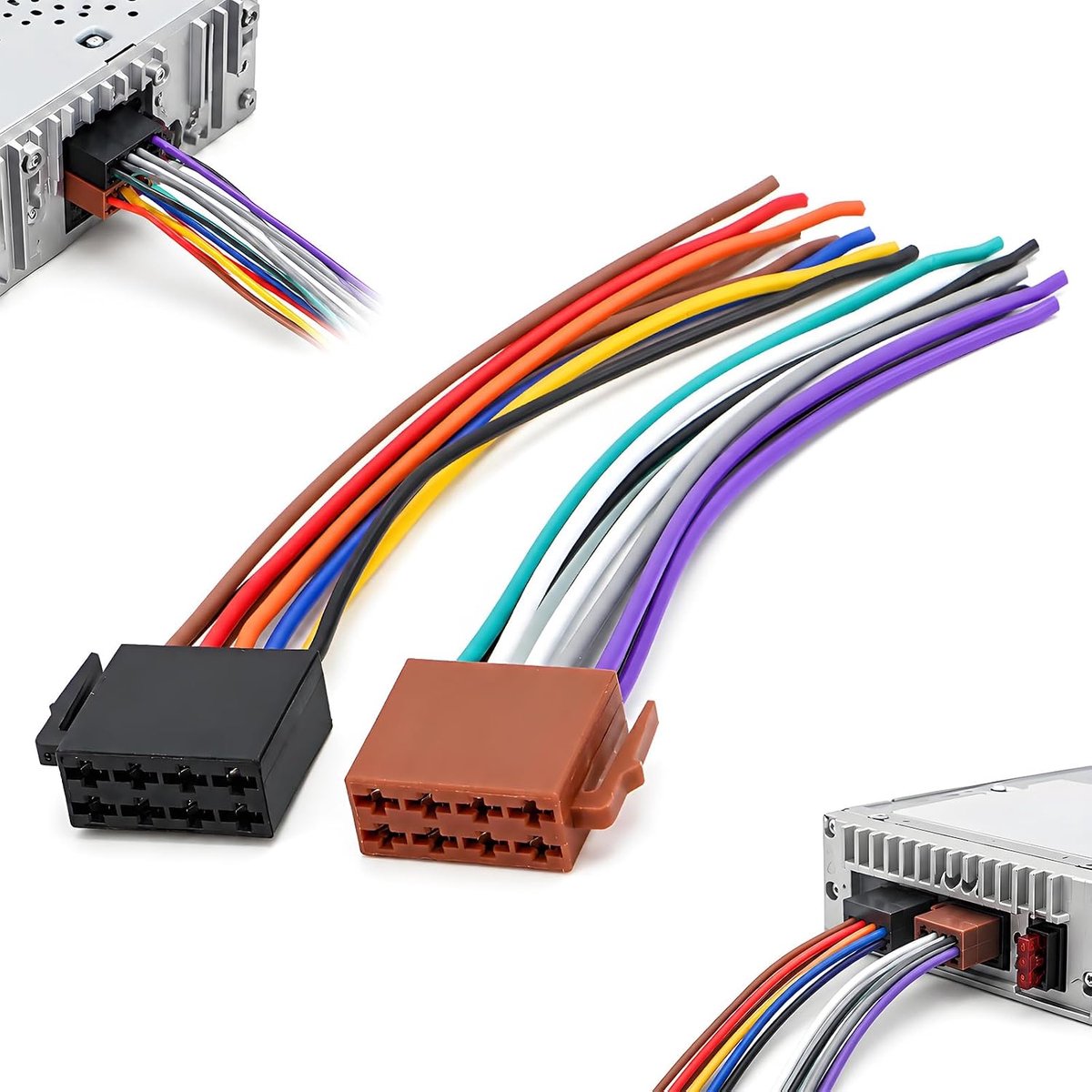 DIN ISO 16-pins adapter - ISO-stekker naar open kabeluiteinde - vergulde contacten - ideaal voor VW-voertuigen - ShopVlot