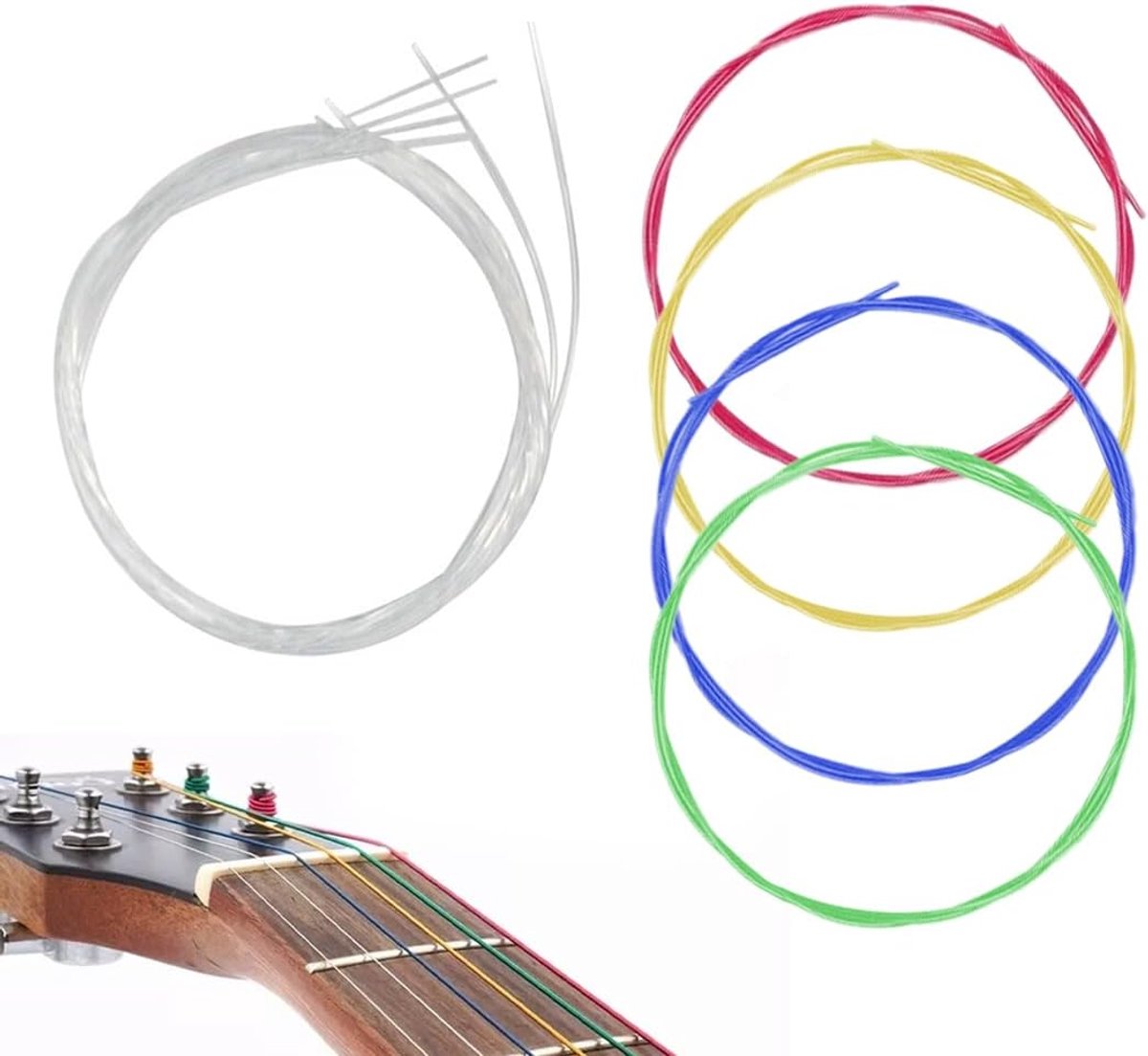 Ukulele snaren set 2 - kleurrijk en wit - nylon - vervangingsaccessoires voor betere klank - ShopVlot
