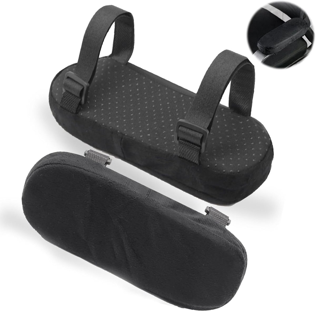 Armsteunpads set van 2 - 3 cm zwart traagschuim - ergonomische armsteunen - comfortabel voor kantoor en thuis - ShopVlot