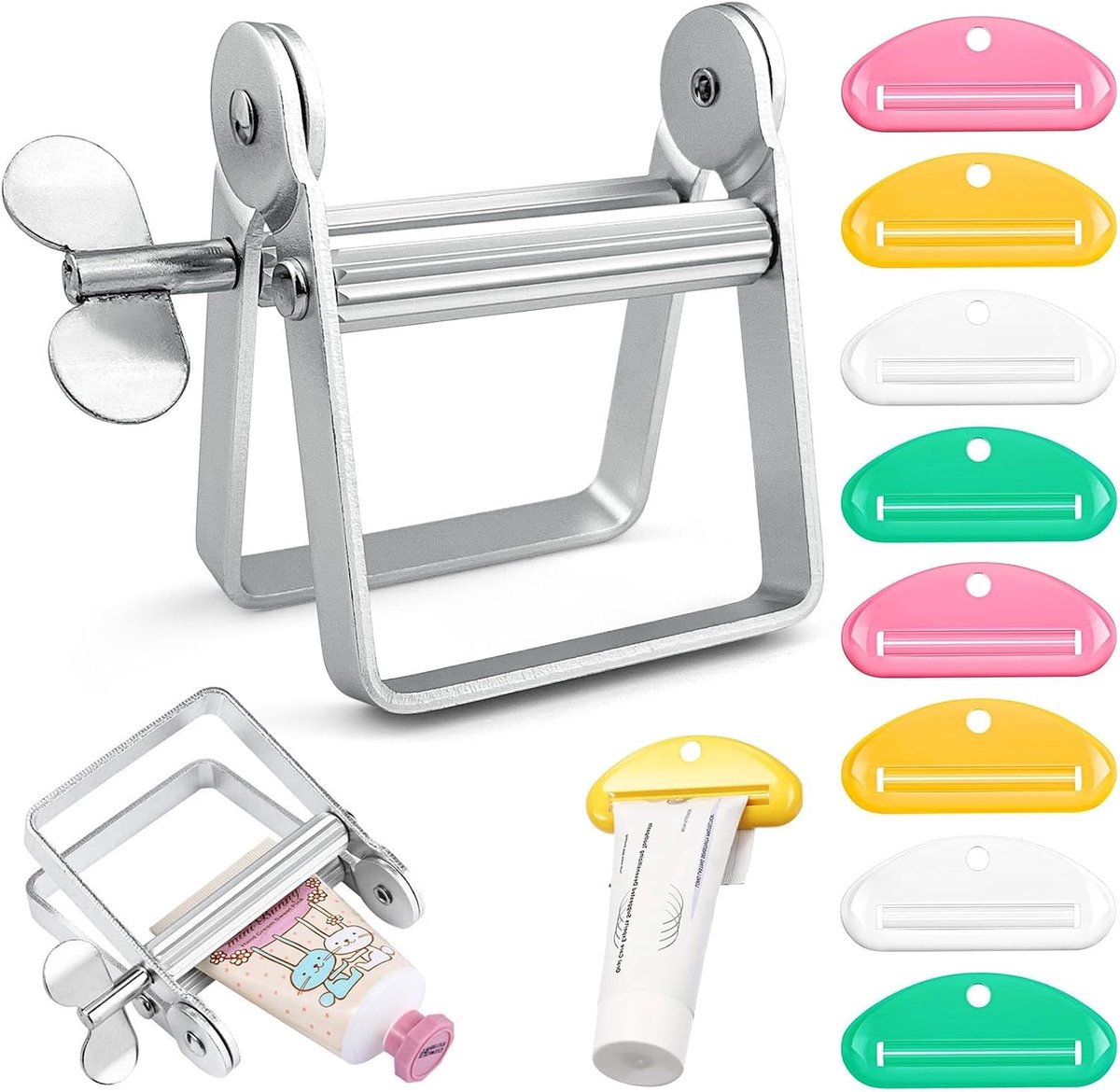 Tandenpasta snijder - Aluminium tube knipper - Inclusief 8 plastic clips - Perfect voor op reis - ShopVlot