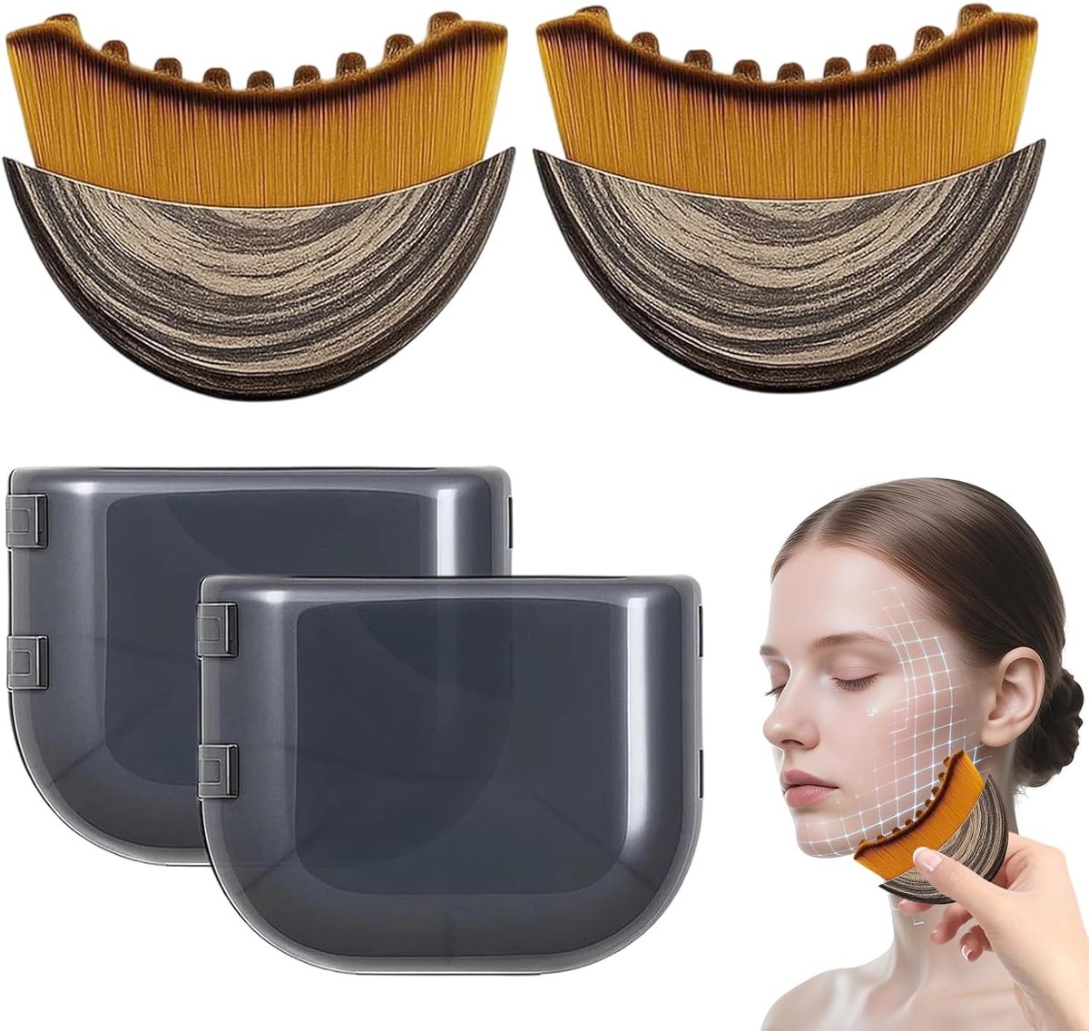 Gezichtsborstels set van 2 - Ergonomisch ontwerp - Perfecte aanpassing aan gezichtscontouren - Voor een stralende huid - ShopVlot