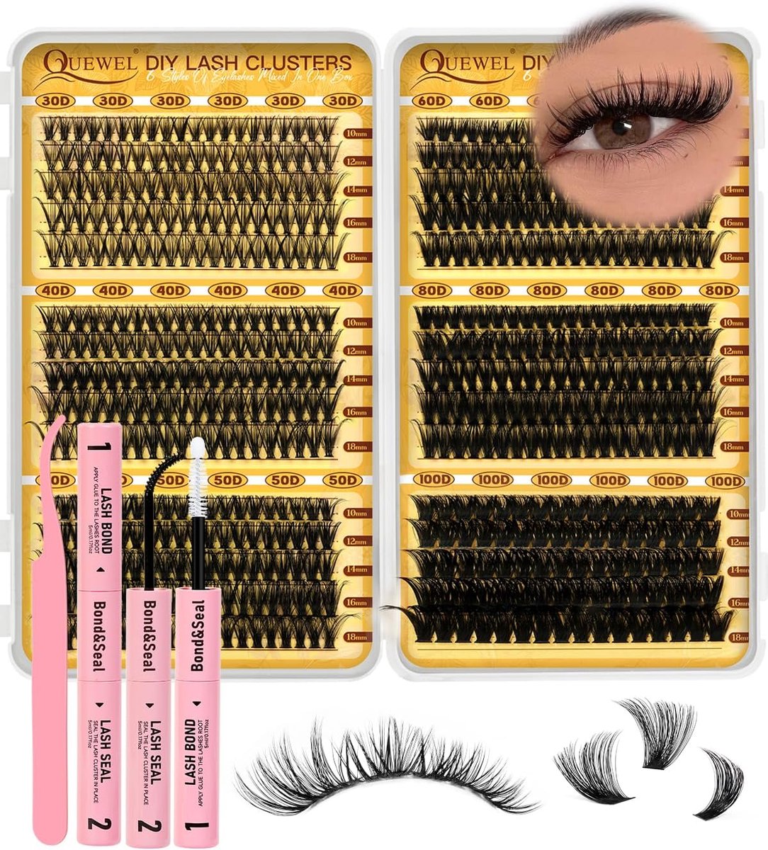 Wimperextensions set 580 stuks - 10-18 mm - 6 stijlen - Geschikt voor beginners, herbruikbaar - ShopVlot