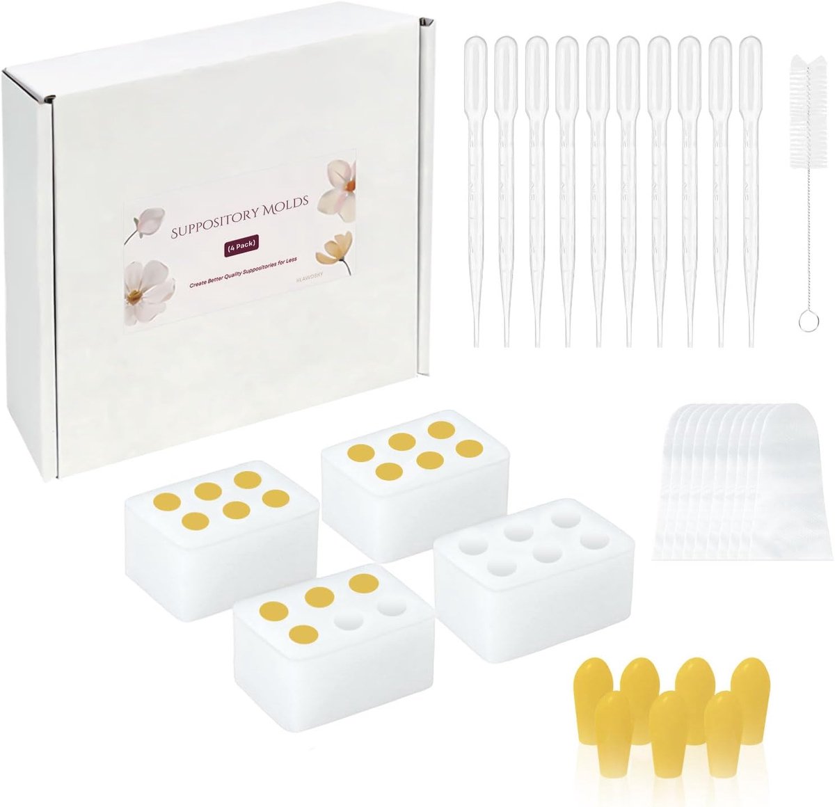 Suppositoirmallen set 2ML - siliconen mallen - 4 trays en 10 druppelaars - voor comfortabel gebruik - ShopVlot