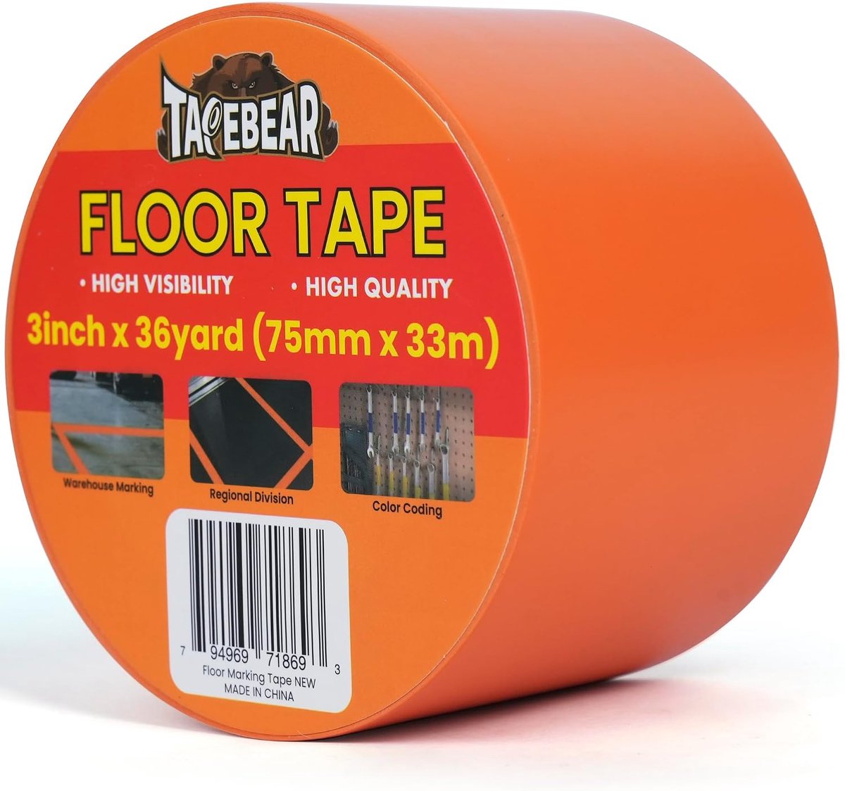 Vloertape 75 mm x 33 m - Oranjekleurig - Weerbestendig - Veiligheidszones afbakenen - ShopVlot