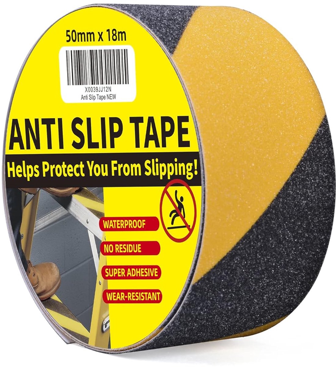 Anti-slip tape 5 cm - zwart-geel - sterke grip - extra veiligheid voor traptreden - ShopVlot
