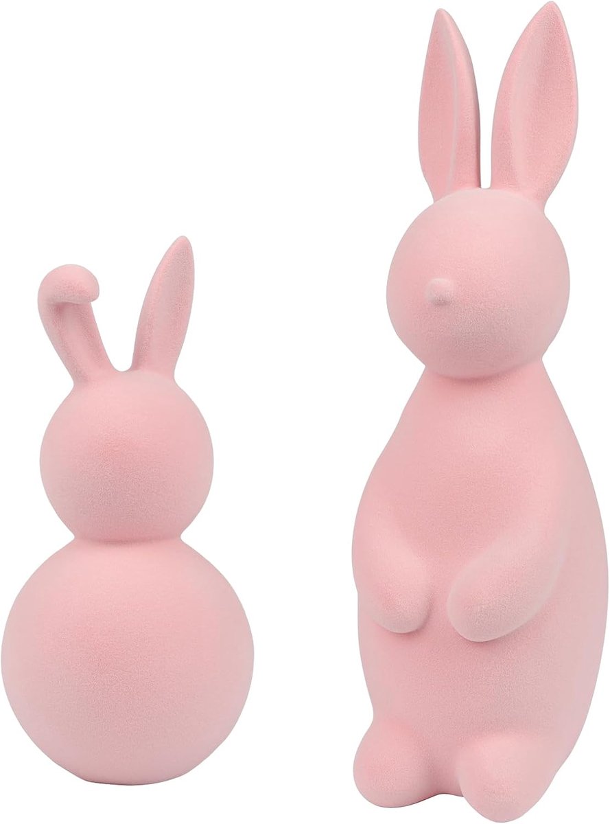 2pcs Paashaas Decoratie - Roze Hars Figuren - Schattige Paashaas Beelden - Voor Lente en Pasen - ShopVlot