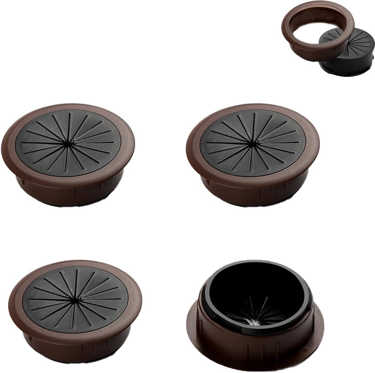 Bureau Grommets 50mm - Flexibel ABS en Rubber - Kabels Verbergen - Eenvoudige Installatie - ShopVlot