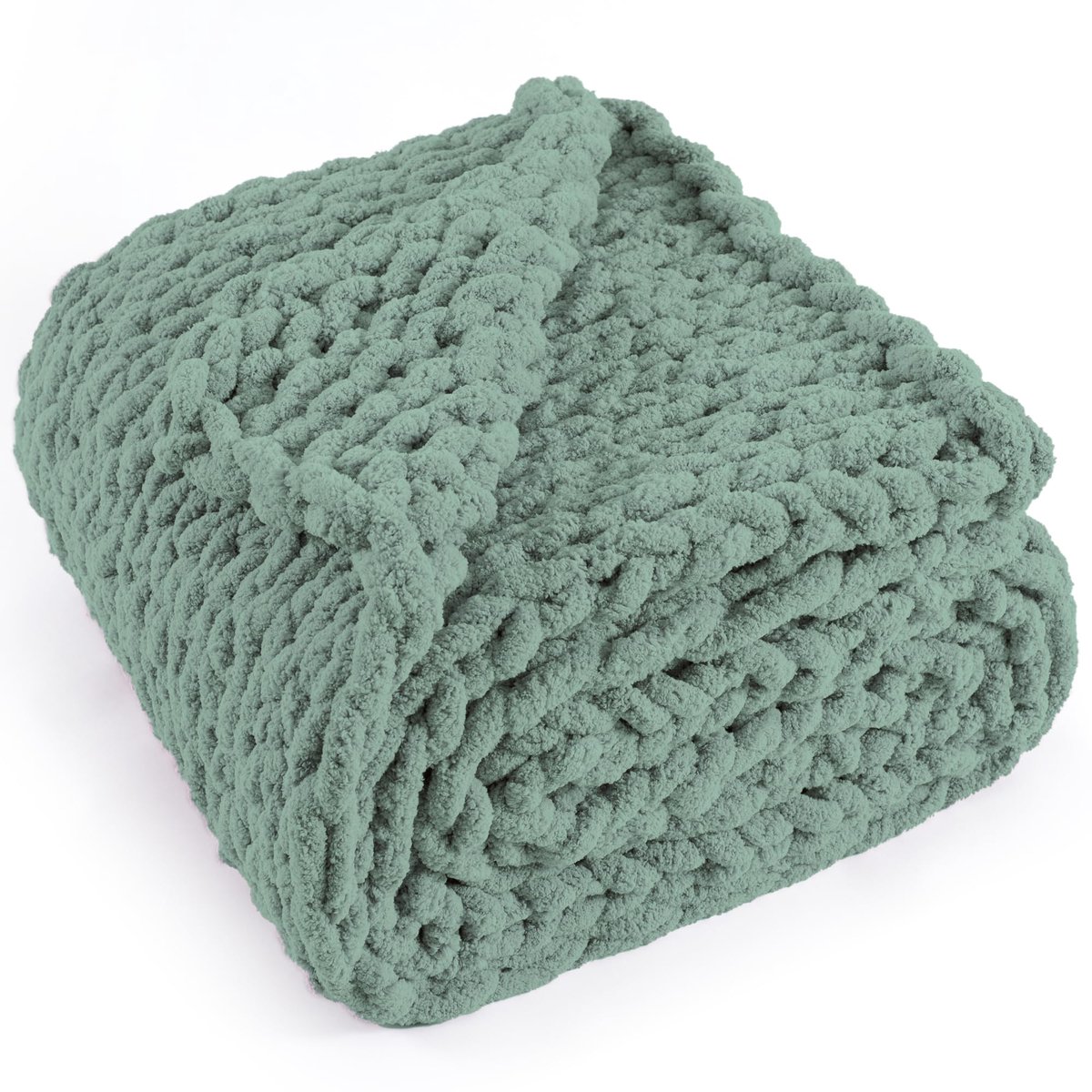 Grof gebreide deken 127 x 152,4 cm - 100% handgemaakt chenillegaren - kabelgebreid - perfect voor bank en woondecoratie - ShopVlot