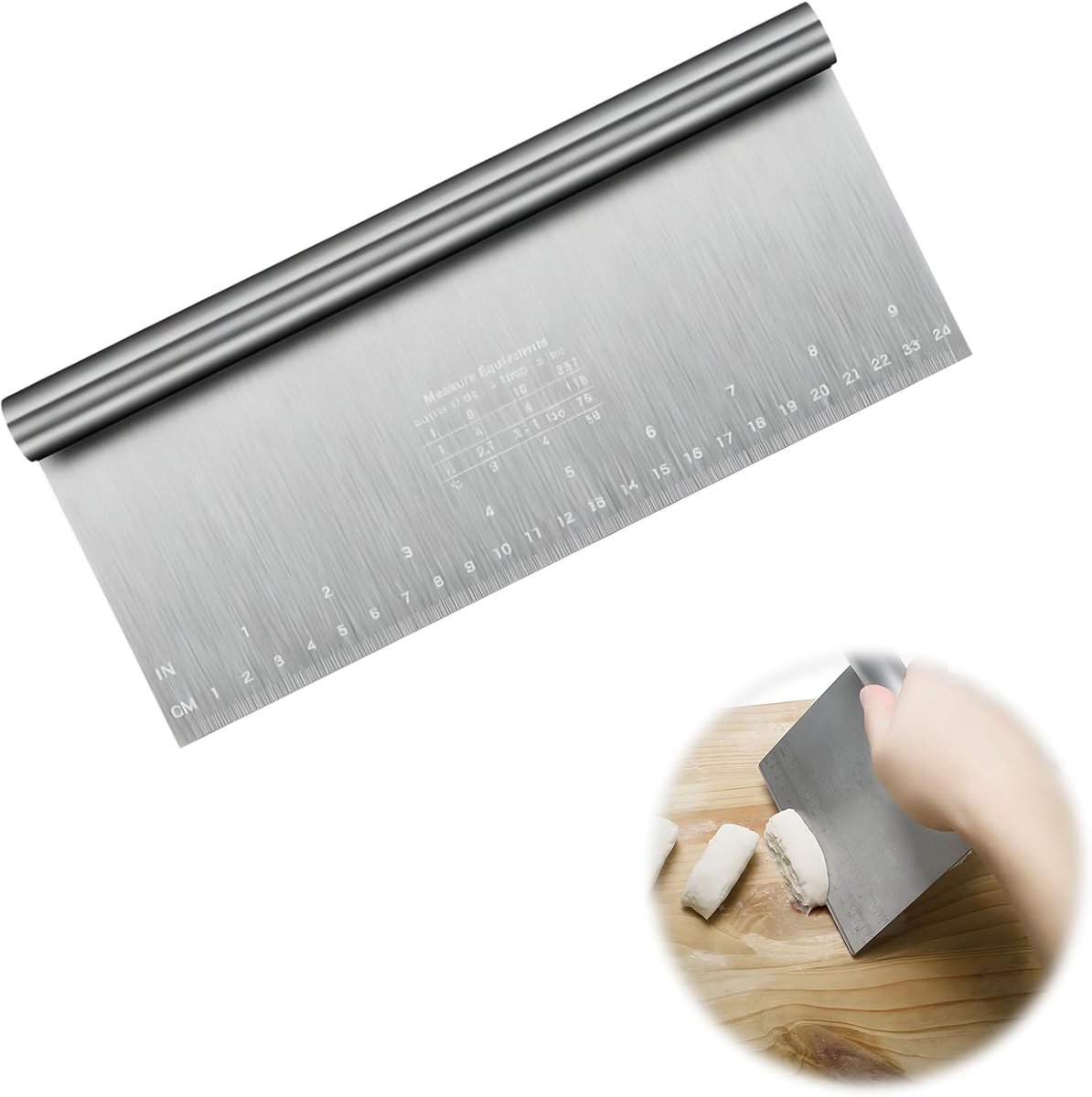Deegschraper met meetlat 25 x 12 cm - RVS - veelzijdig gebruik - ideaal voor deeg en cake - ShopVlot