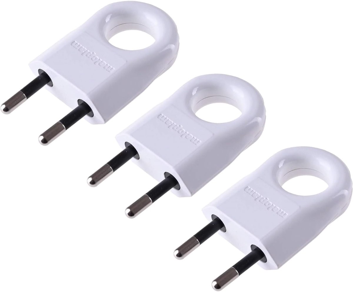 Europlug met ronde gaten - 230V, 6A - platte stekker - geschikt voor reparatie van stroomkabels - ShopVlot