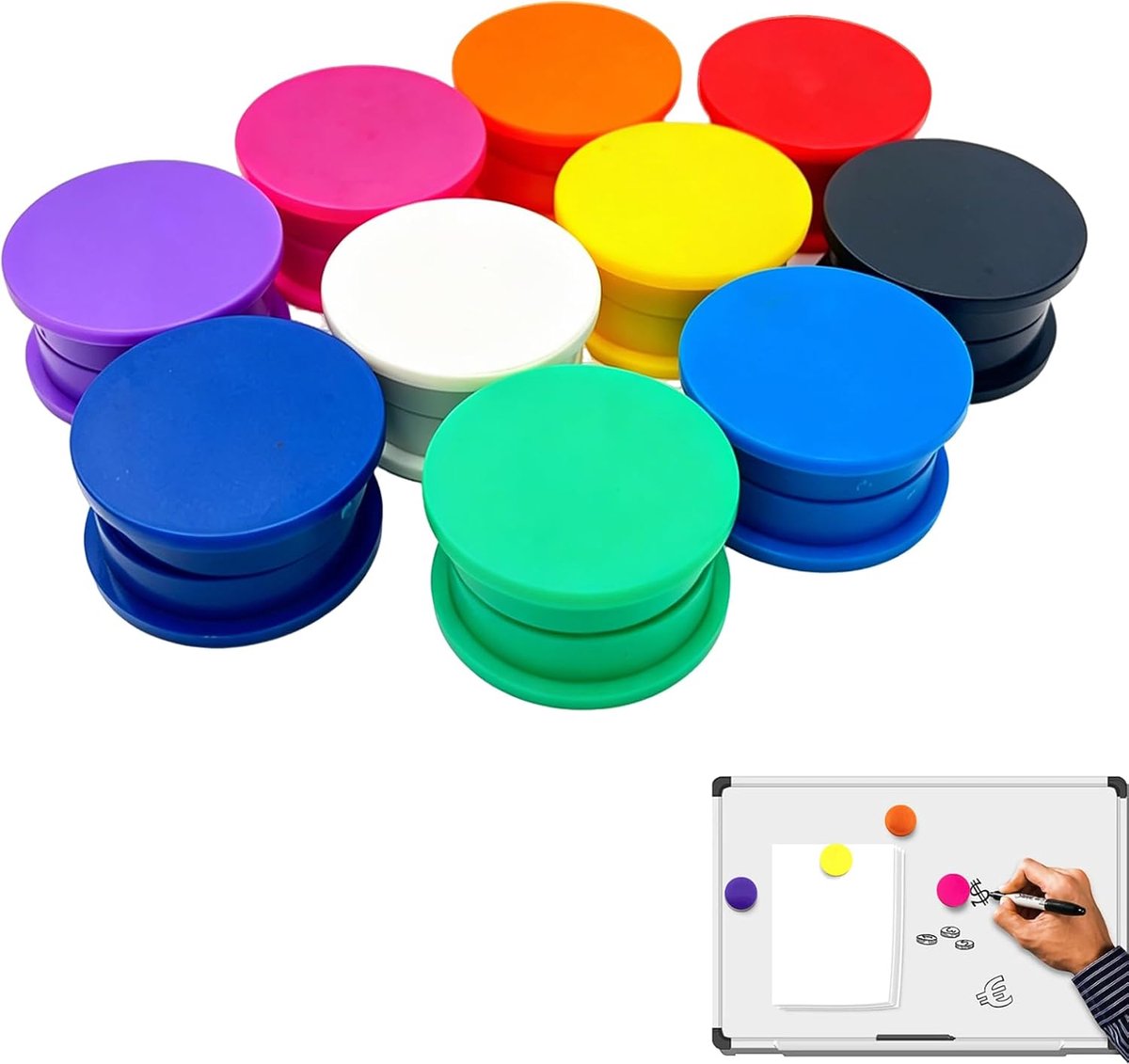 Sterke magneten 30x8 mm - 20 stuks in 10 kleuren - ideaal voor bord en koelkast - SnelShoppen