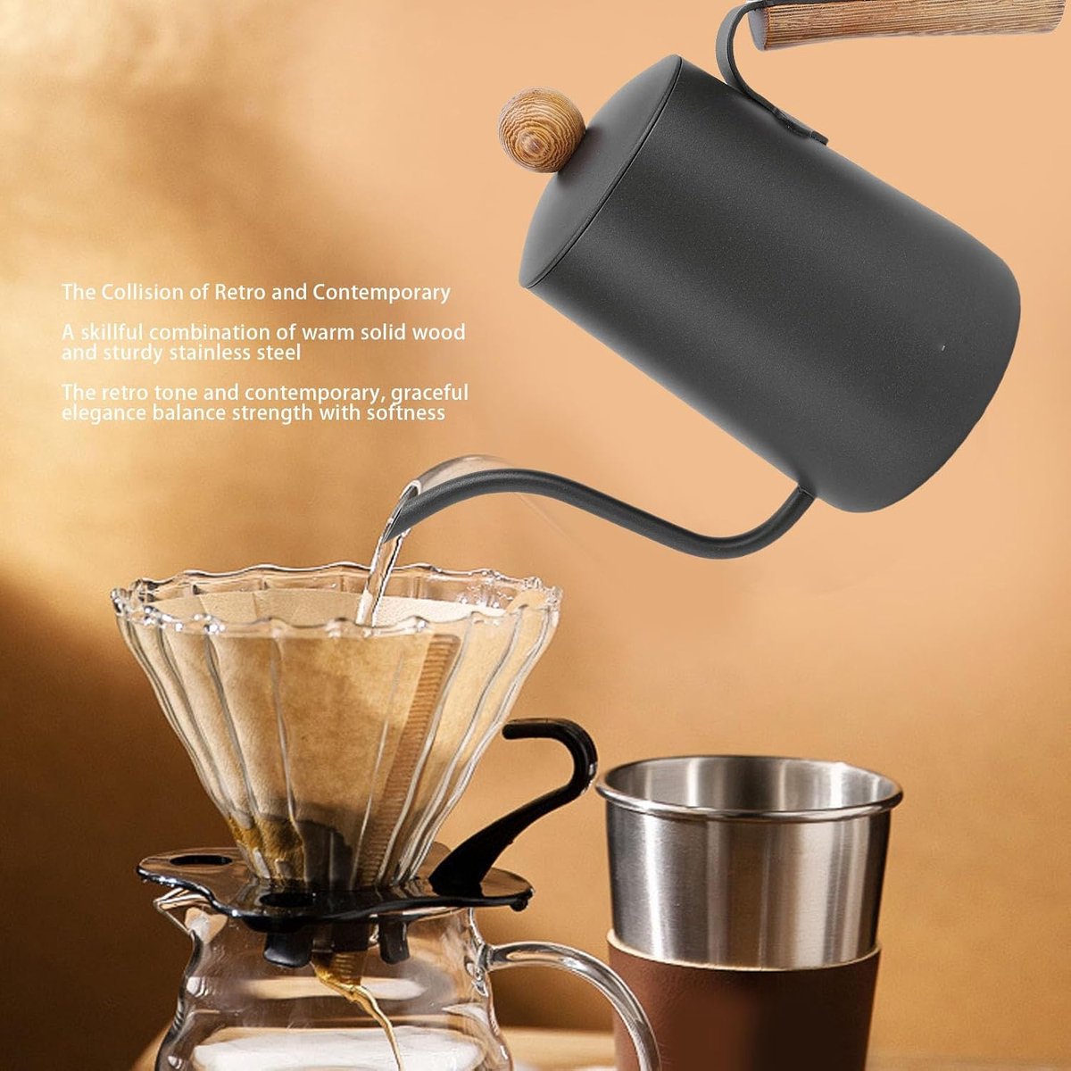 Koffieketel - Waterketel Theeketel - Koffie Zetten - Lange Smalle Uitloop - 650 ml - Zilver