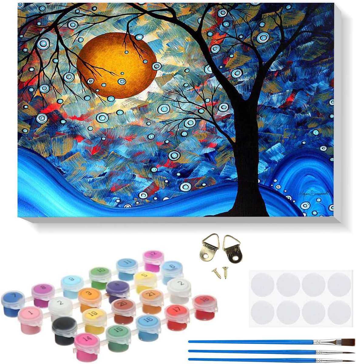 Schilderen op Nummeren Kit 20x30cm - Canvas met Sterrenhemel - Voor Beginners en Kinderen - SnelShoppen