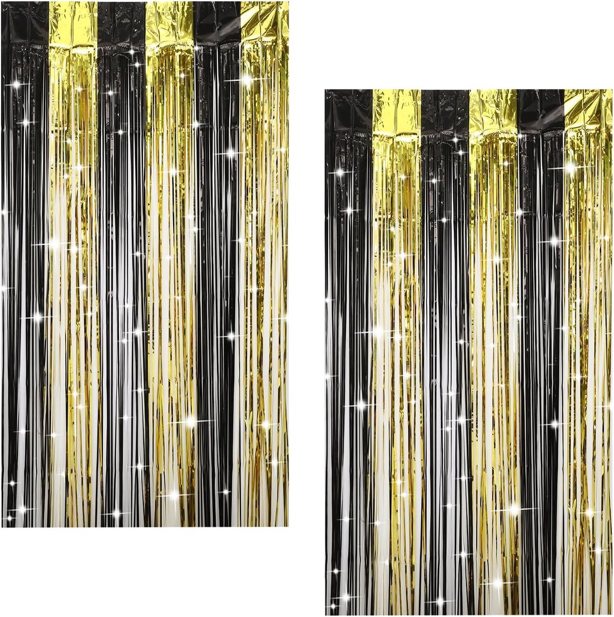 Foil garland curtain 1m x 2m - zwart-goud - metalen lametta - decoratieve achtergrond voor feesten - SnelShoppen