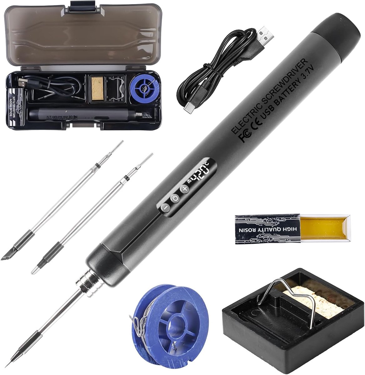 Batterij Soldeerbout Set - Oplaadbare USB Soldeerbout - 3 Temperatuurinstellingen 300-450 °C - SnelShoppen