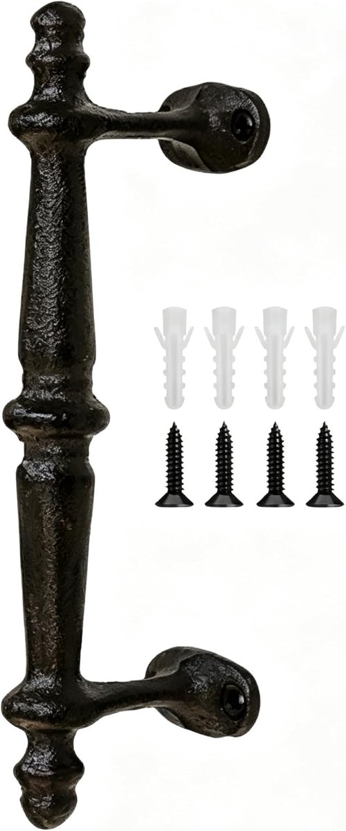 Deurgrepen zwart 23,5 cm - gietijzer vintage - robuust en stabiel - voor schuur en garage - SnelShoppen