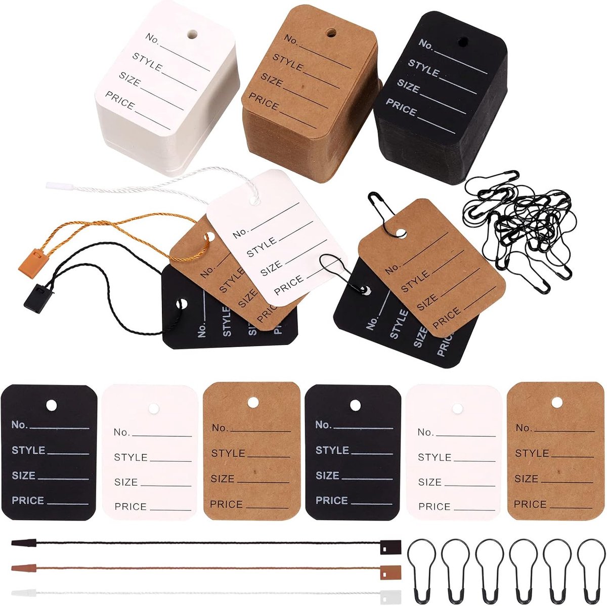 Prijslabels 1700 stuks - 3 kleuren - Ongekunstelde labels met nylon koord - Perfect voor verkoop - SnelShoppen