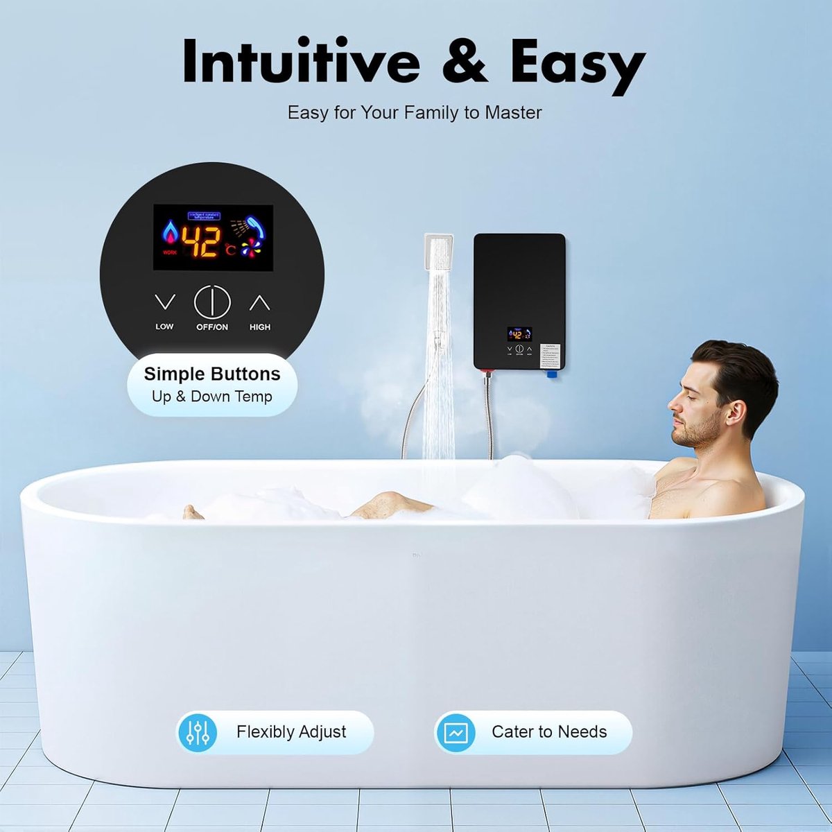 Doorstroomboiler Elektrisch - Mini Boiler Instant - Direct Warm Water - Zonder Voorverwarmen - 6500W - Zwart