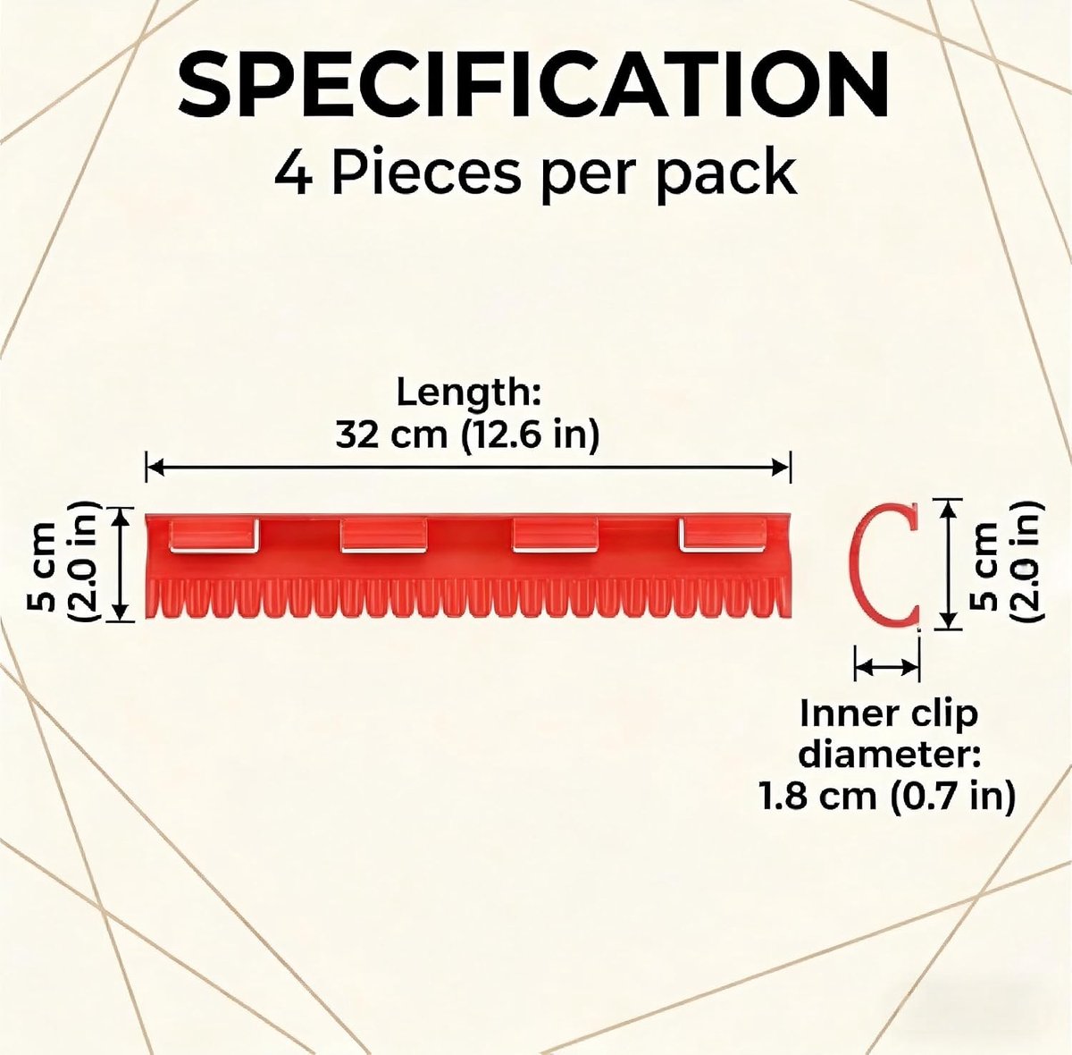 Sokkendroogrek set van 4 - 32 cm - antislip plastic - ruimtebesparend ontwerp - ideaal voor ondergoed - SnelShoppen