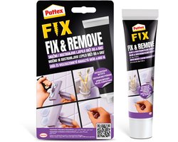 Pattex Fix & Remove vloeibare lijm – verwijderbaar, transparant en waterdicht – tot 6 kg – voor tegels, glas, steen, aluminium – tube 44 g (H3042941)