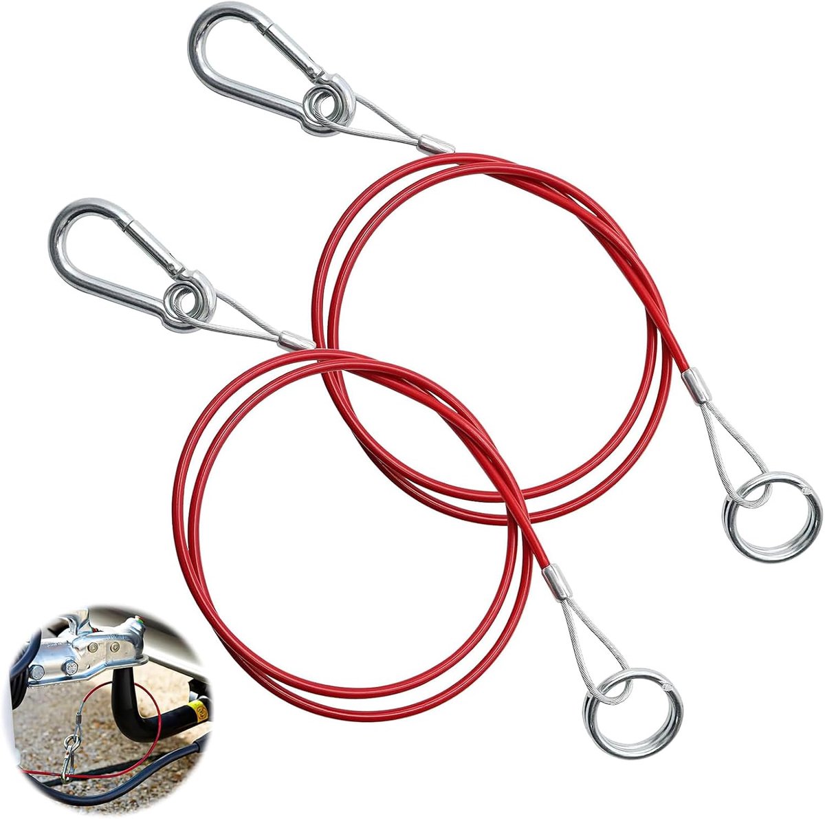 2 stuks scheurtouw hanger, roestvrij staal scheurtouw voor aanhanger, 1 m aanhanger, remkabel, haak, scheurkabel - ShopVlot