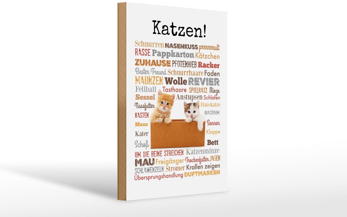 Holzschild Tiere 20x30 cm Katzen Katzenbegriffe Deko Schild