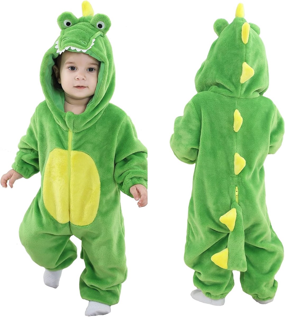 Kostuum voor kinderen 0-3 maanden - Flanellen dierenromper - Crocodil - Comfortabel en warm - SnelShoppen