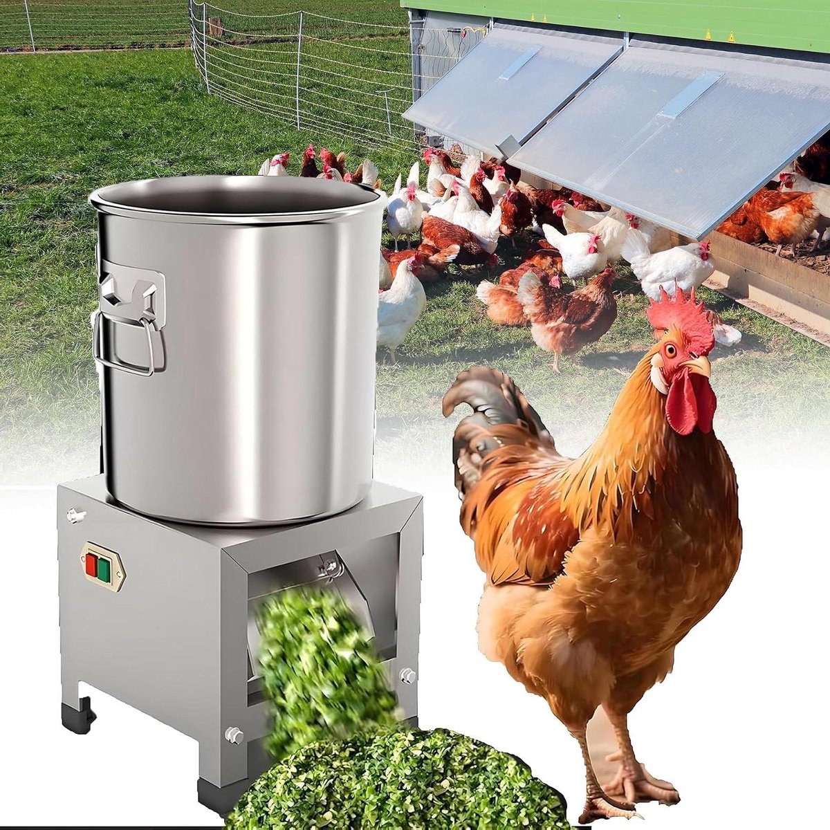 Elektrische Groentehakselaar - Keukenmachine Versnipperaar - Efficiënt Groenten Snijden - Krachtige 1800W Motor - 3500 RPM - Zilver