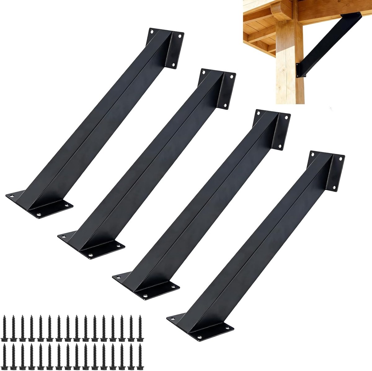 Pergola beugels set 4 stuks - stevige carbon staal - weerbestendig - ideaal voor houten pergola's - SnelShoppen