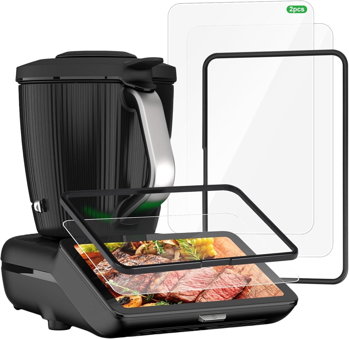 Displaybeschermfolie Thermomix TM7 - gehard glas 9H - Ultra HD met frame - optimale displaybescherming - ShopVlot