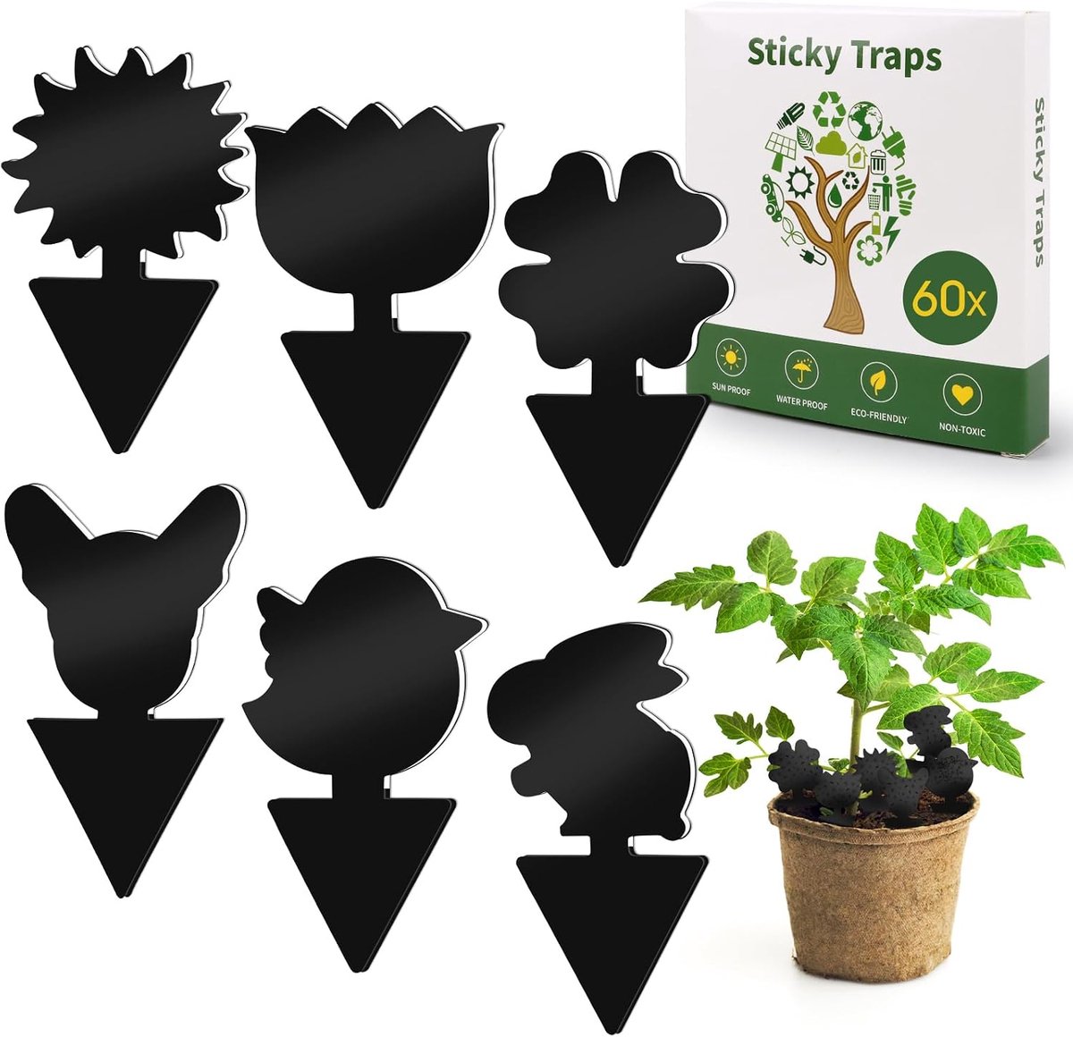 Vliegenvanger stickers 60 stuks - Gele plakstickers - Tegen fruitvliegen en insecten - Effectieve plaagbestrijding - ShopVlot