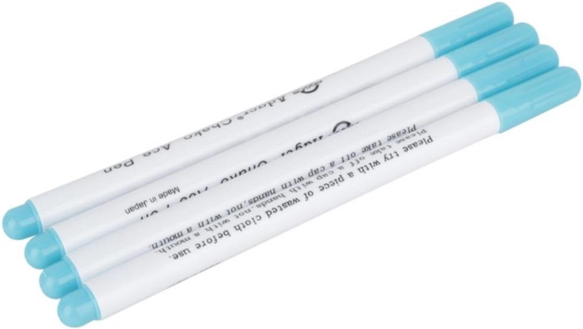 Textielmarker Wateroplosbaar - 4 Stuks Blauw - Niet-permanente Pen - Ideaal voor Tijdelijk Markeren - ShopVlot