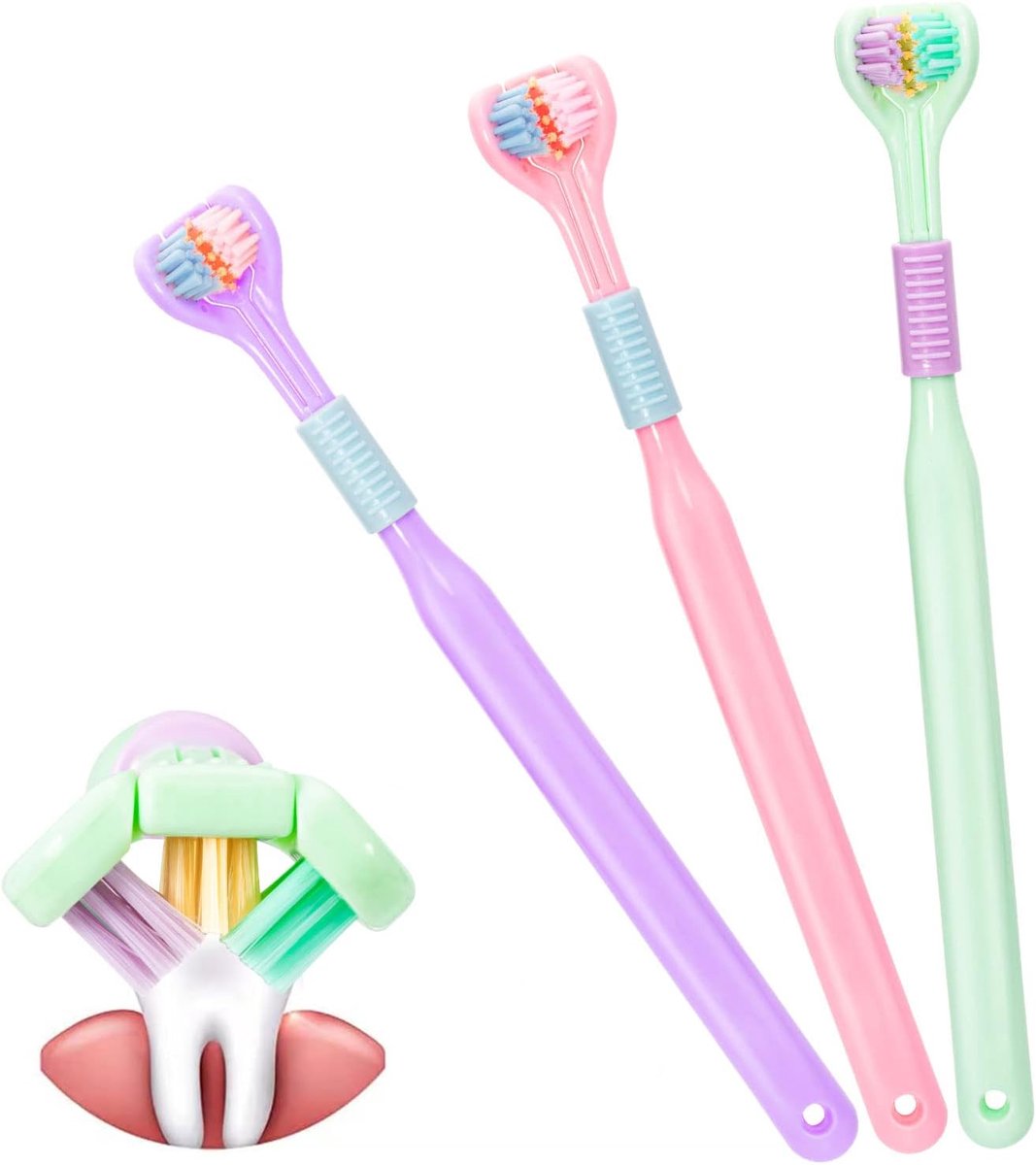 Tandenborstel 3 zijdig - Soft toothbrush - Super compact - Ideaal voor volwassenen en kinderen - ShopVlot