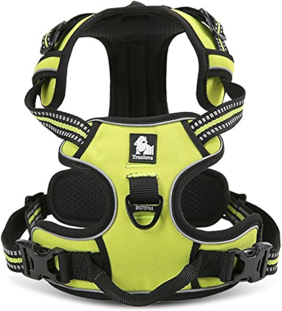 Hondentuig Anti-Pull L - Fluorescent Geel - Verstelbaar en Padded - Geen Stress op de Nek - ShopVlot