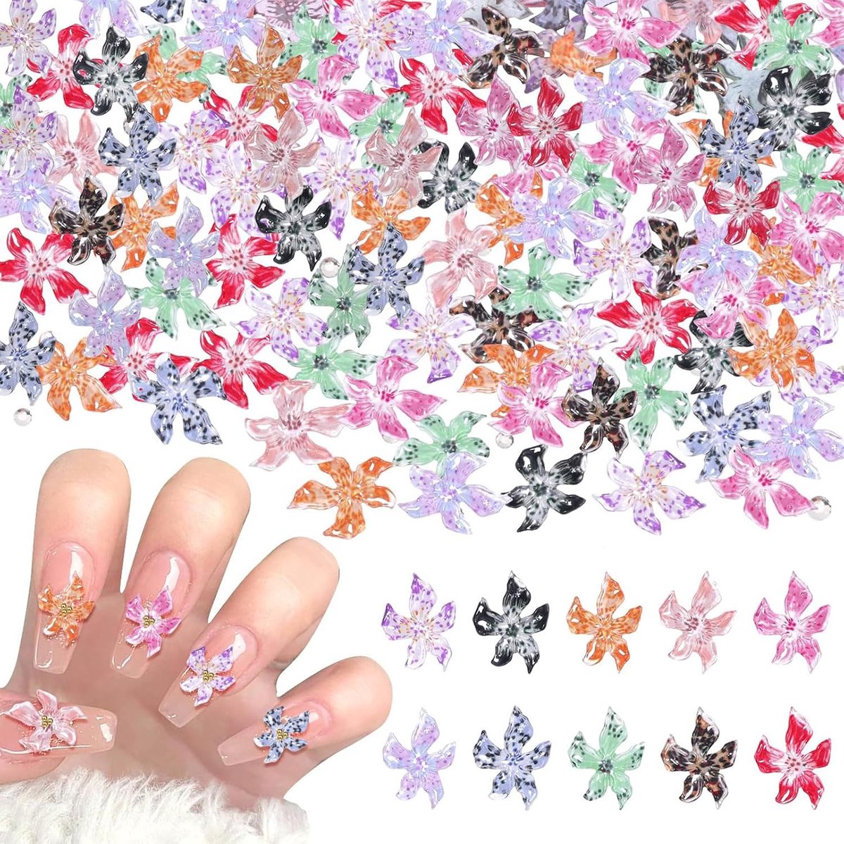 Nail Art Pendants 100 Stuks - 3D Hawaiiaanse Bloemen - Kleurvolle Nail Rhinestones - ShopVlot
