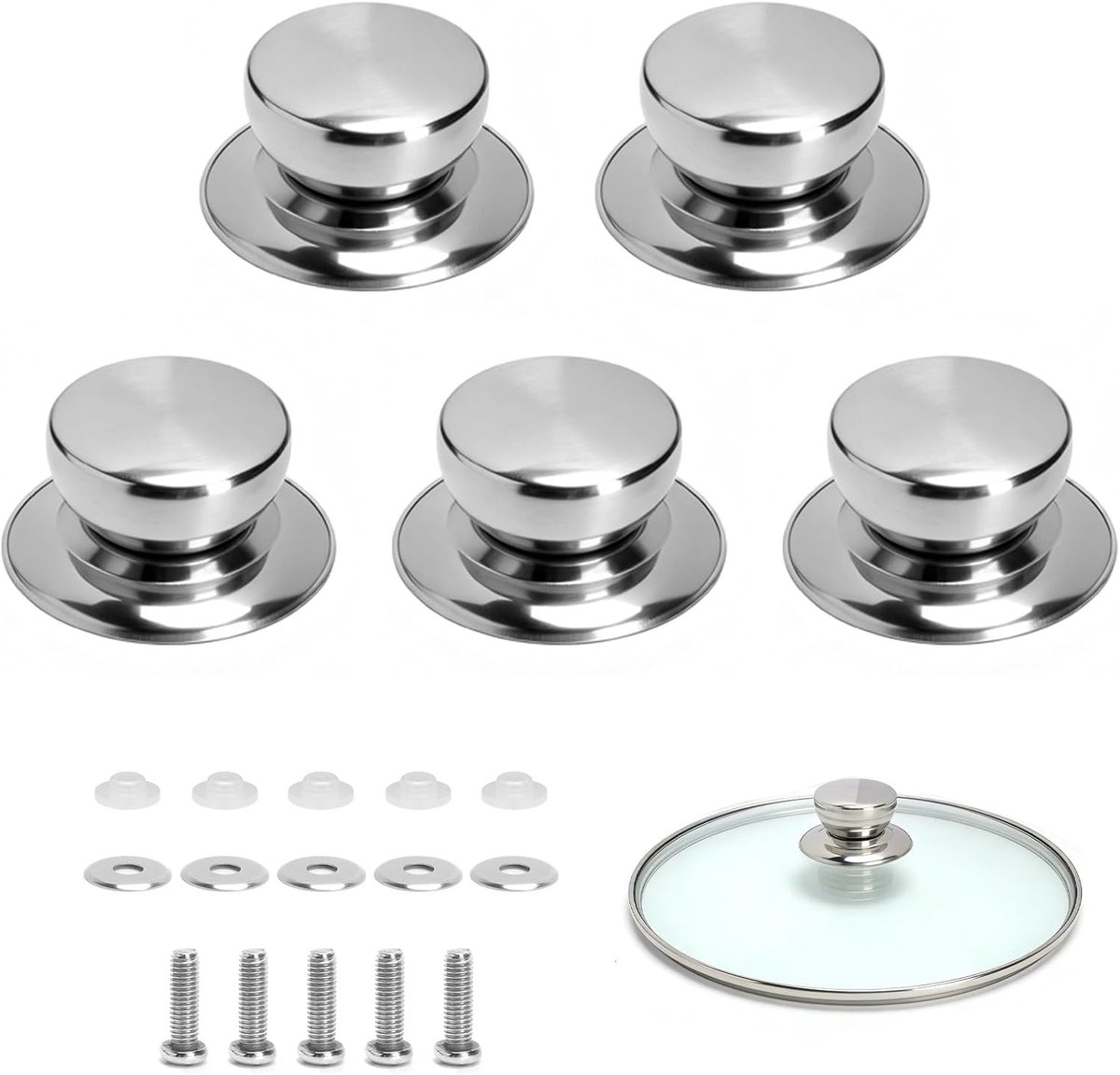 Pan deksel handgrepen 5pcs - Rvs - Warmtebestendig - Vervangende handgreep voor pannen - ShopVlot