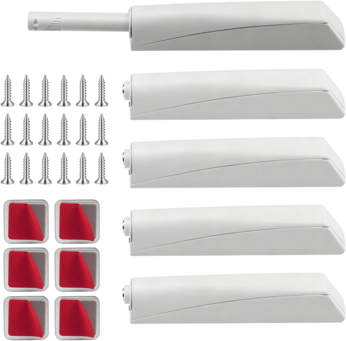 Drukdeuropener set 6 stuks - Wit - Push to open functie - Handgreeploos openen - ShopVlot