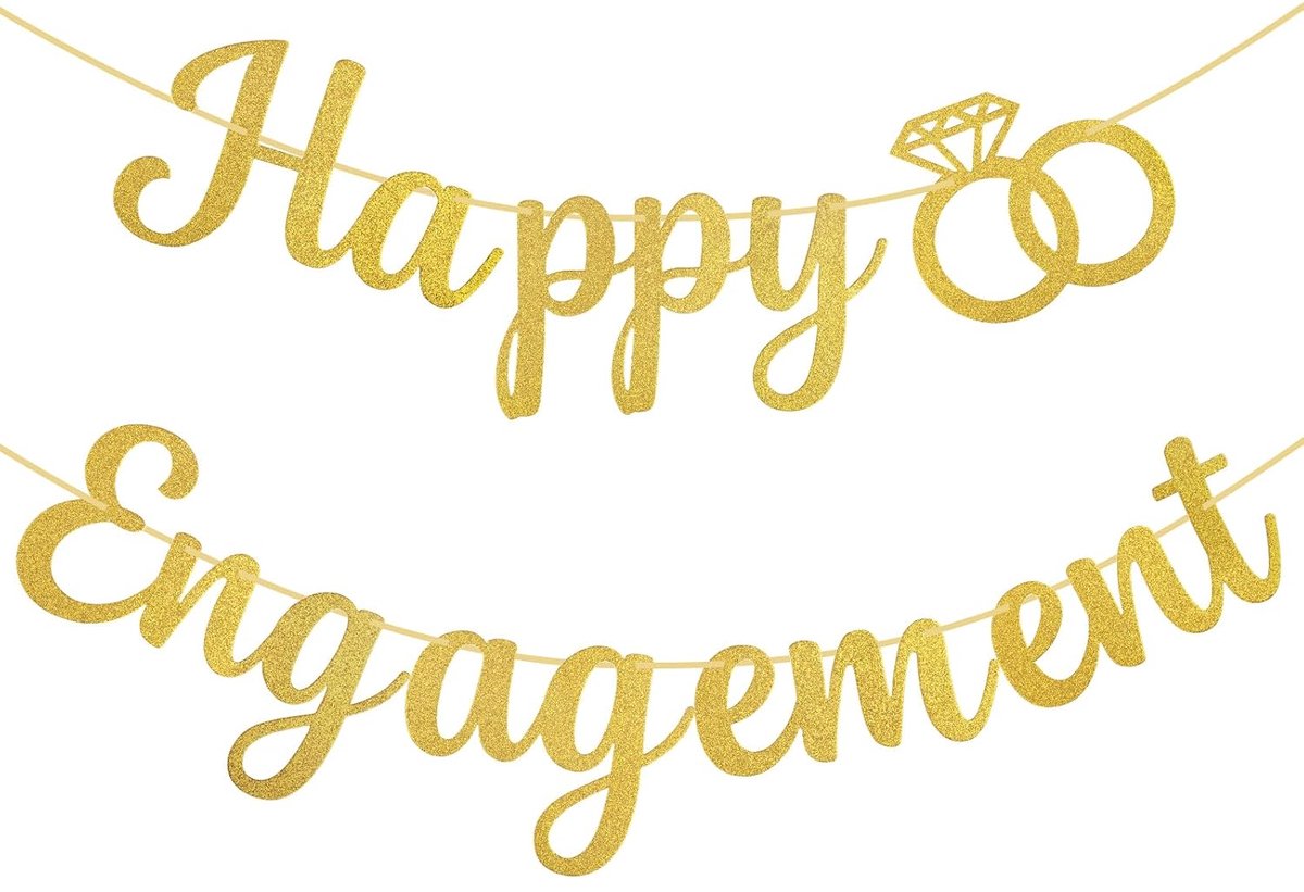 Gouden Glitter Verlovingsbanner voor Feestdecoratie - Geen DIY Benodigdheden voor Verloving, Bruiloft en Vrijgezellenfeest