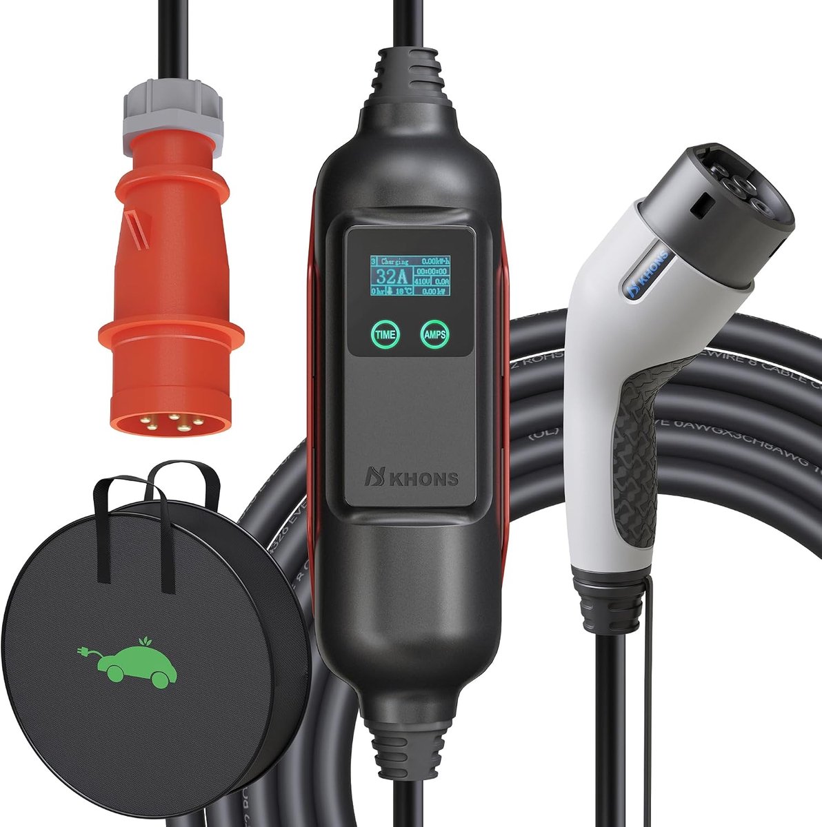 SnelShoppen - Elektrische Auto Oplaadstation 22 kW/32 A met 6 m Type 2 Oplaadkabel - Geschikt voor E-208, 500e, Model 3, Megane EV, Zoe PHEV