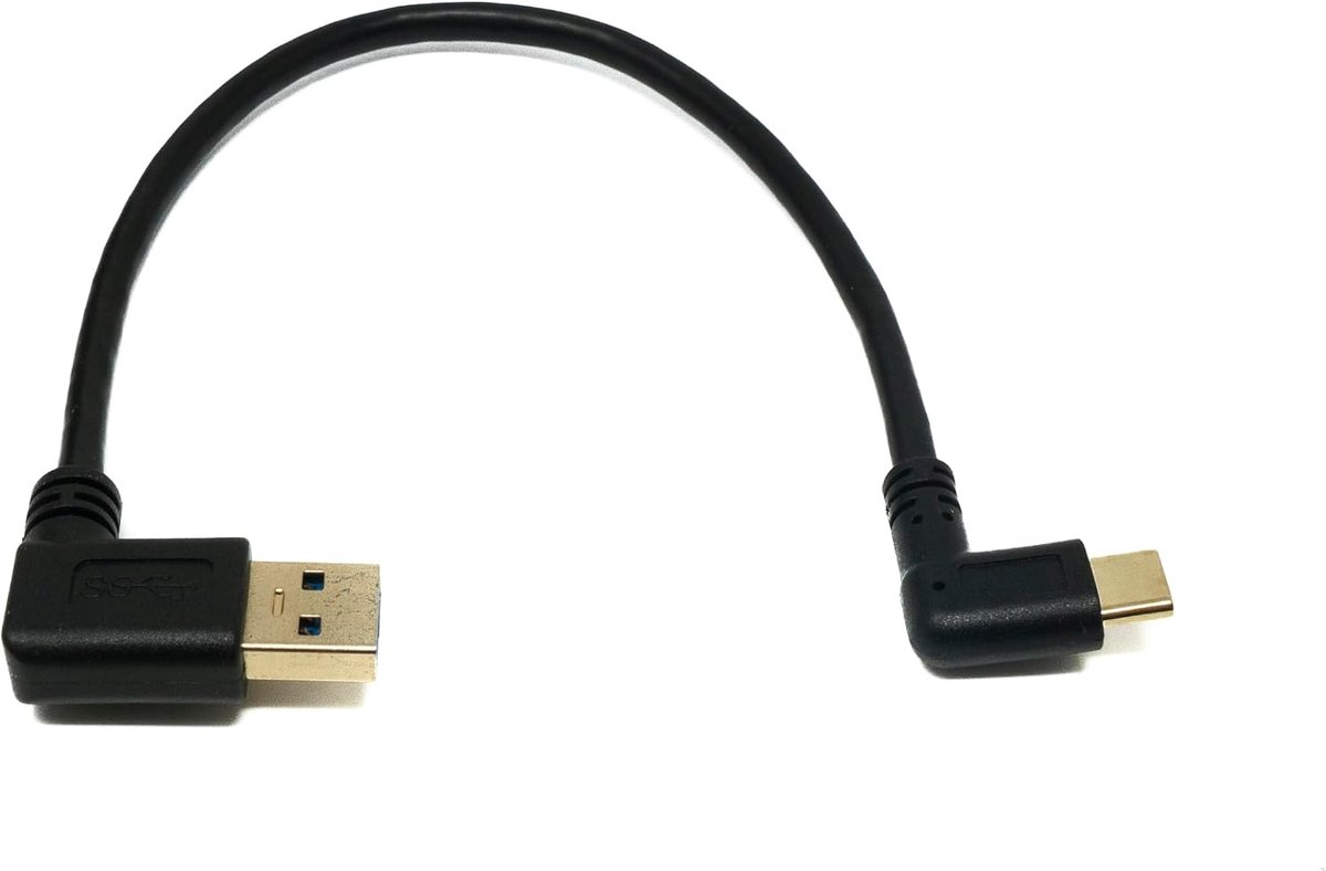 USB 3.1 kabel 25cm type C naar type A - links-gebogen stekker - SuperSpeed datatransfer - ruimtebesparend ontwerp - ShopVlot