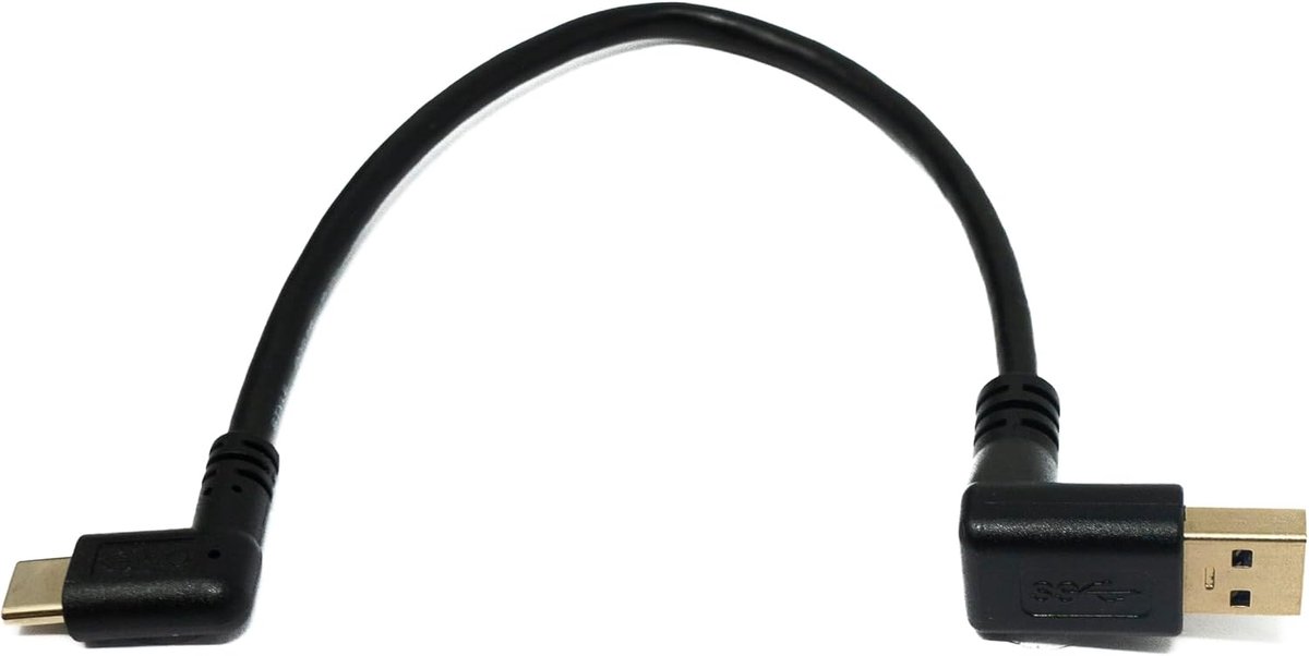 USB 3.1 kabel 25cm type C naar type A - up-angled - snelle dataoverdracht tot 5Gbps - ideaal voor mobiel gebruik - ShopVlot